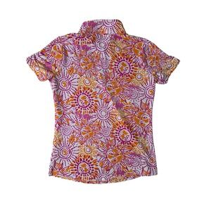 Ibkul 1/4 Zip Short Sleeve Mock Neck Golf Shirt Women Size S Pink Orange UPF50+